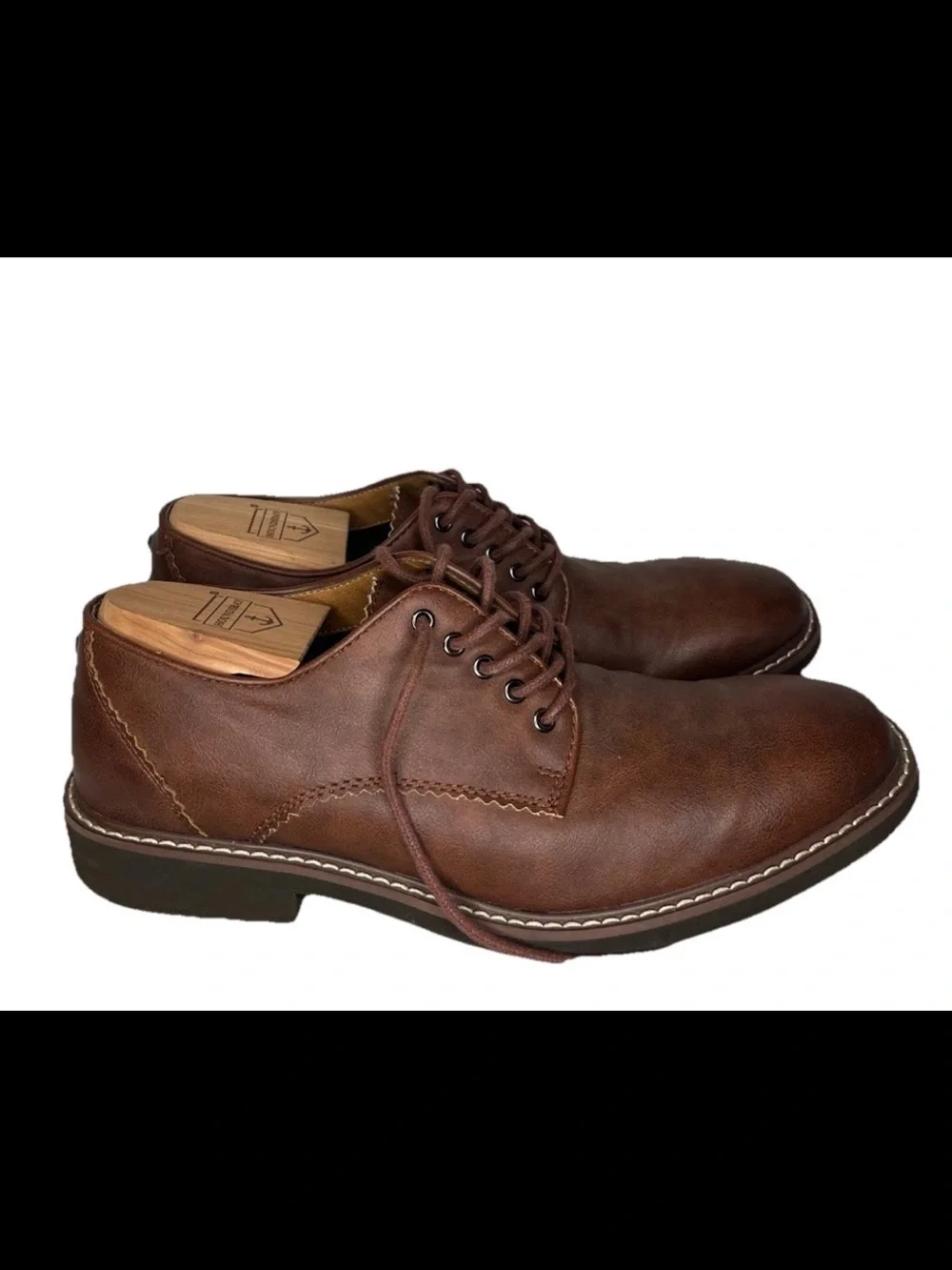 GUESS Men’s‎ Brown Leather Derby Shoes Size 8 Lace Up Casual Dress Shoes